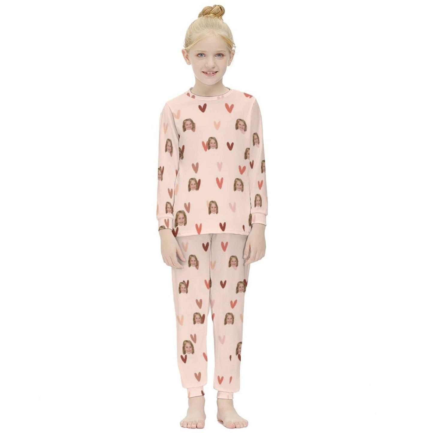 Custom Face Pajamas Sets Love Heart Cute Personalized Nightwear for Kids