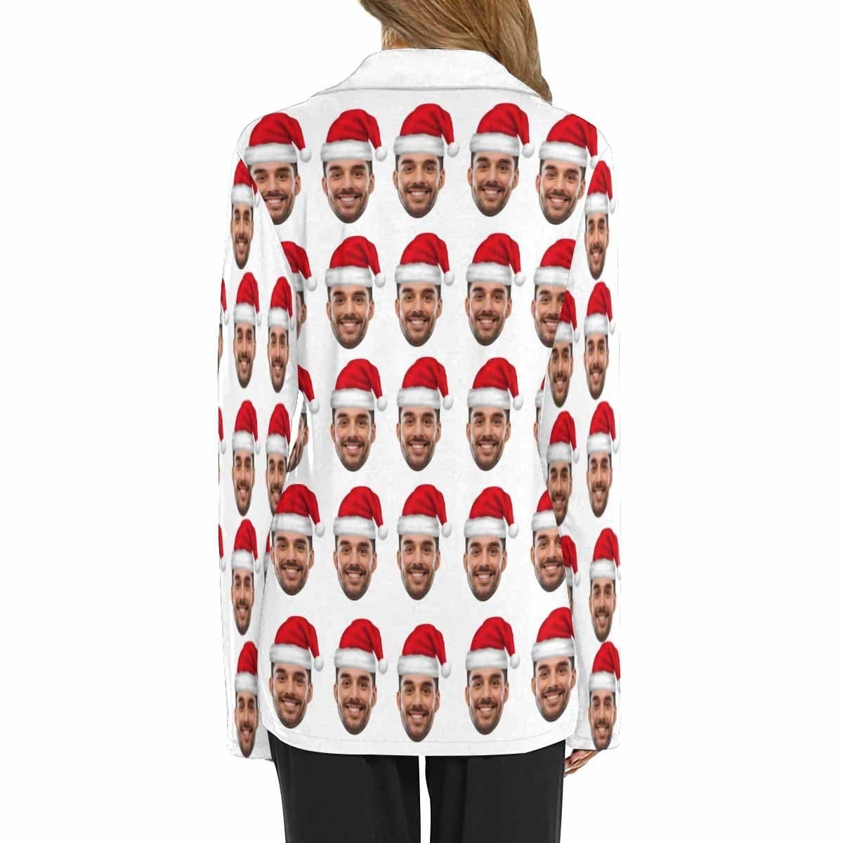 Custom Face Pajama Sets Christmas Hat Personalized Women's PJ Top&Bottom