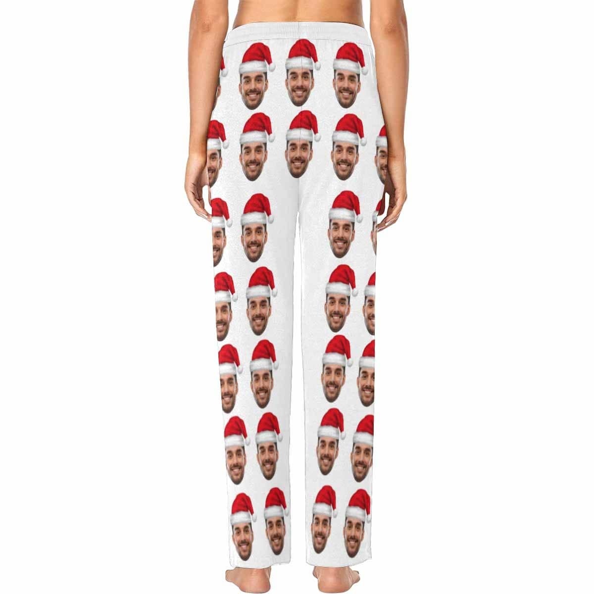 Custom Face Pajama Sets Christmas Hat Personalized Women's PJ Top&Bottom