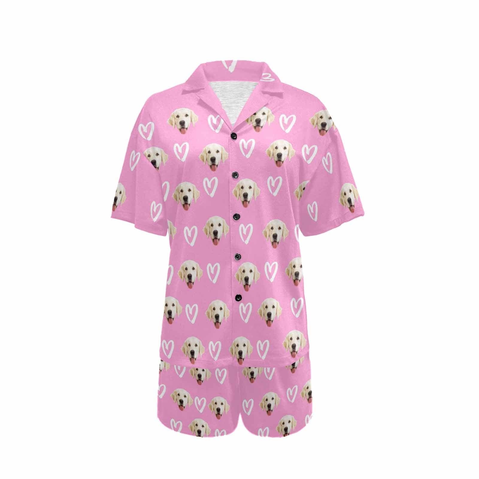 Custom Women's Short V-Neck Pink Pajama Set Valentine's Day with My Special Sweetheart