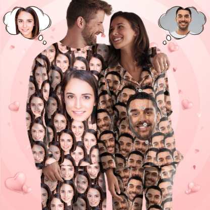 Custom Face Pajama Sets My Valentine My Lover Cute Couple Matching Pajamas