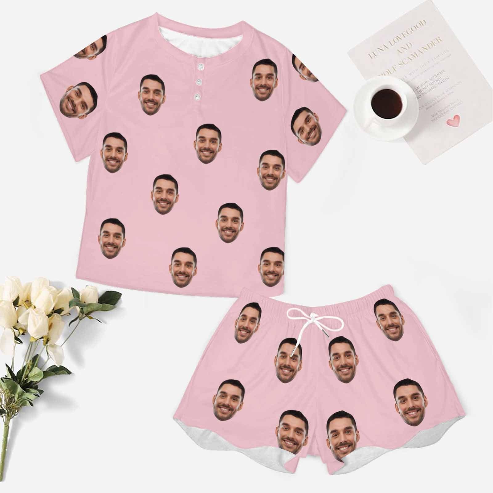 Custom Face Pajama Sets Women's Short Sleeve Loungewear