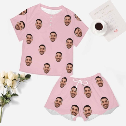 Custom Face Pajama Sets Women's Short Sleeve Loungewear