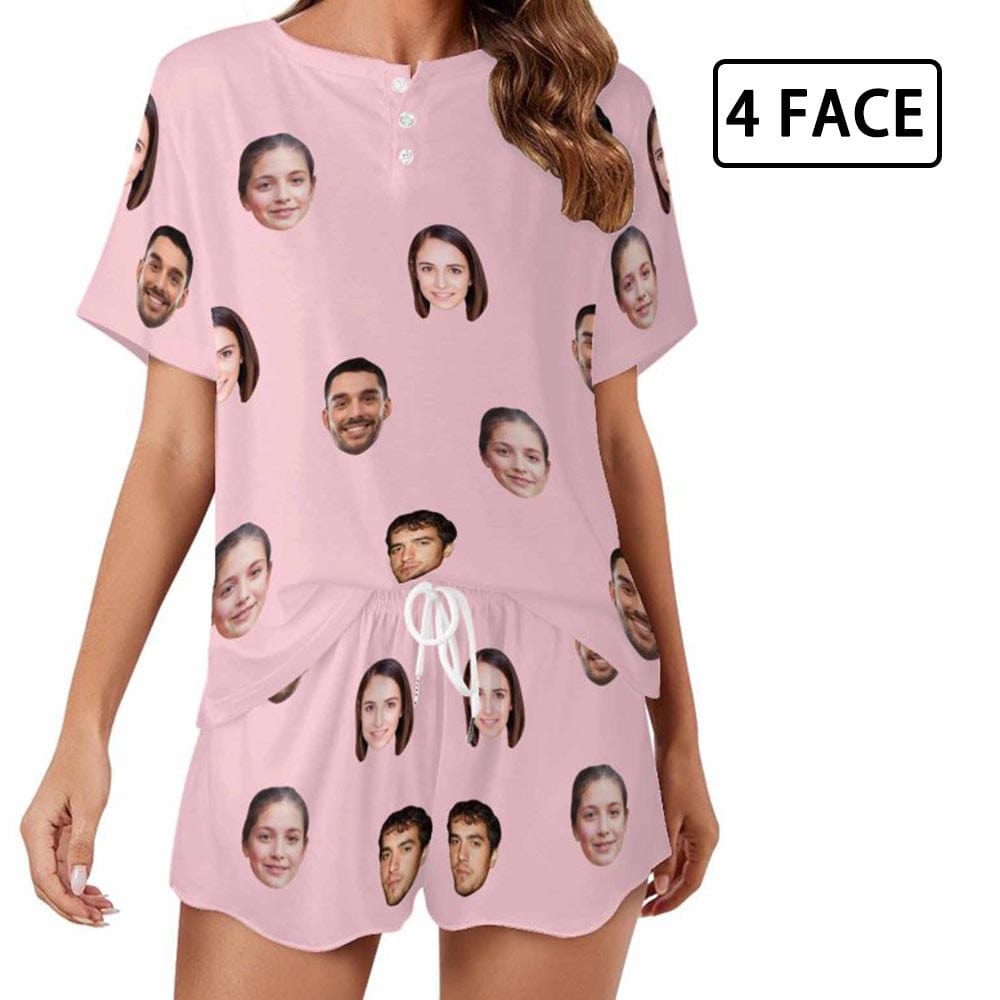 Custom Face Pajama Sets Women's Short Sleeve Loungewear