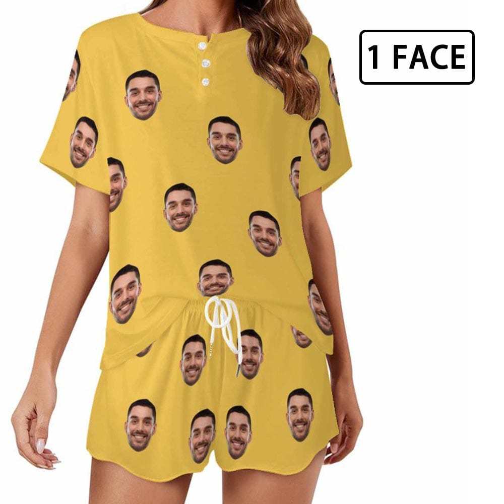 Custom Face Pajama Sets Women's Short Sleeve Loungewear