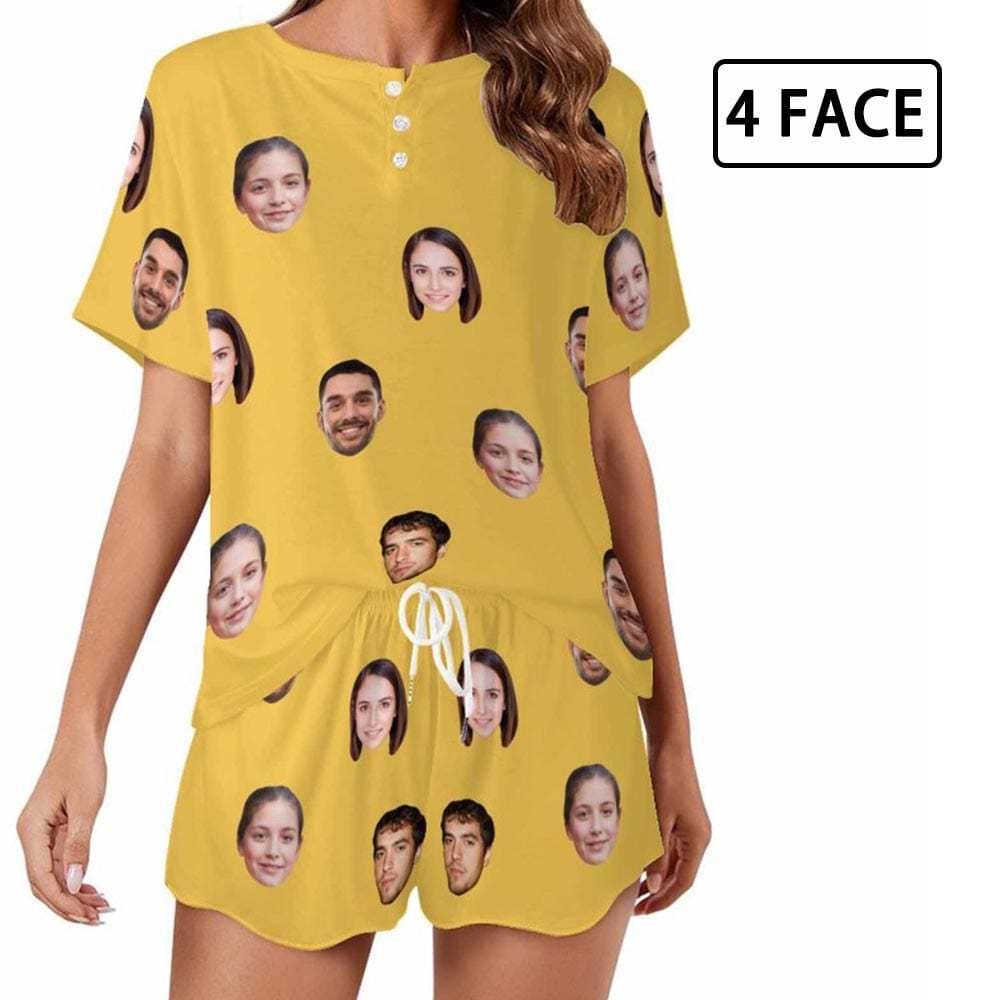 Custom Face Pajama Sets Women's Short Sleeve Loungewear