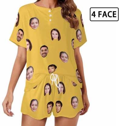 Custom Face Pajama Sets Women's Short Sleeve Loungewear