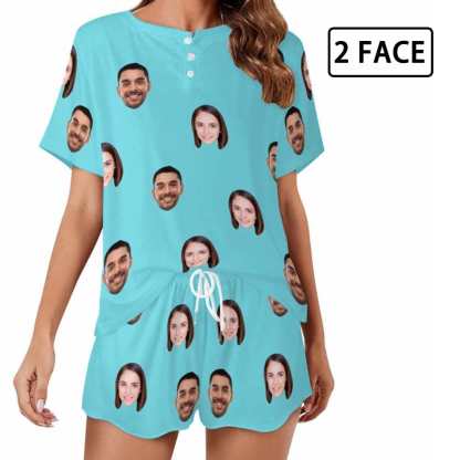 Custom Face Pajama Sets Women's Short Sleeve Loungewear