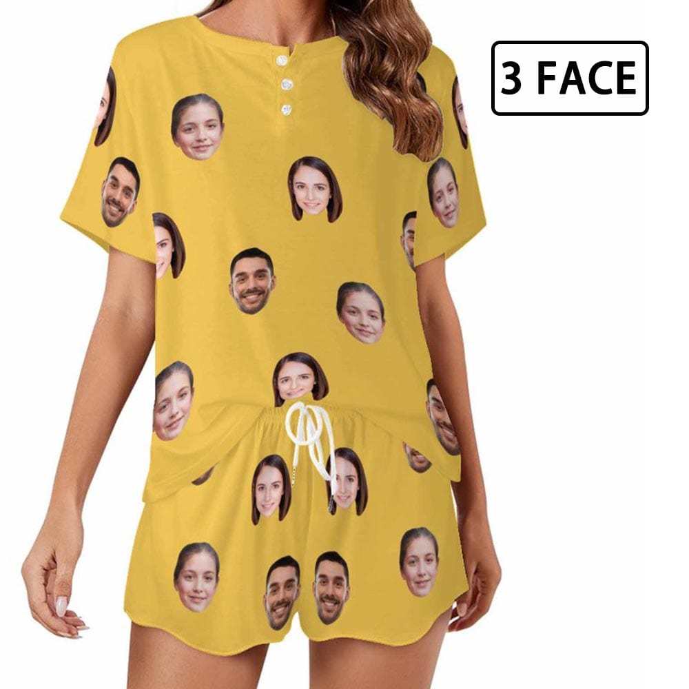 Custom Face Pajama Sets Women's Short Sleeve Loungewear