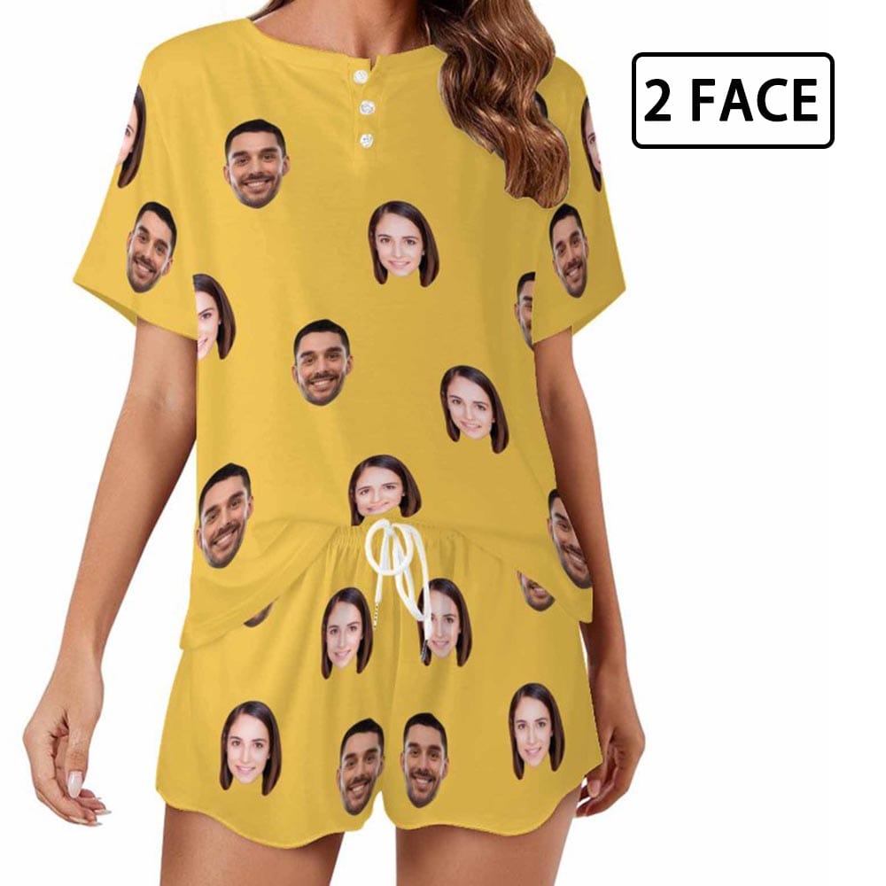Custom Face Pajama Sets Women's Short Sleeve Loungewear