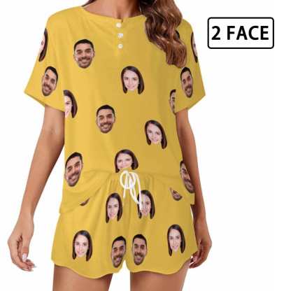 Custom Face Pajama Sets Women's Short Sleeve Loungewear