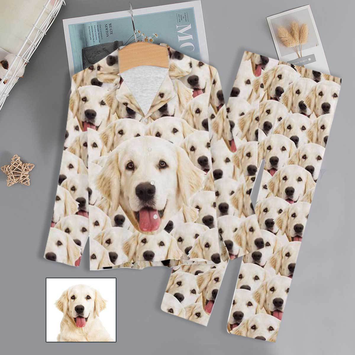 Custom Face Pajamas My Lovely Dog Sleepwear Personalized Women's Long&