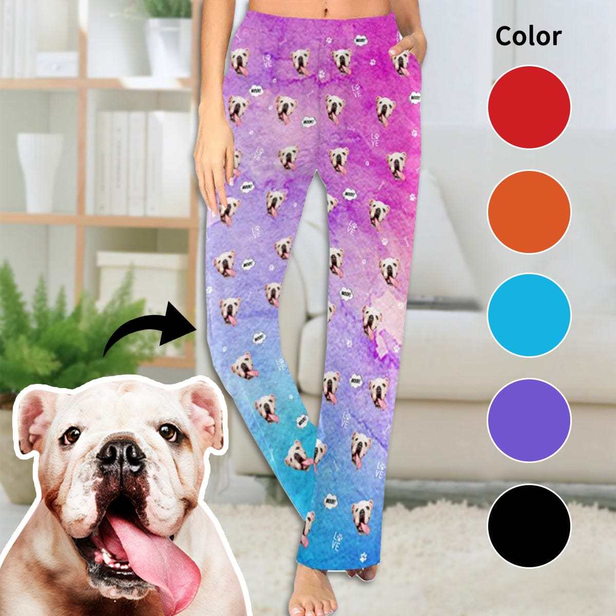 Custom Face Pajama Pants Dog Face Sleepwear for Women