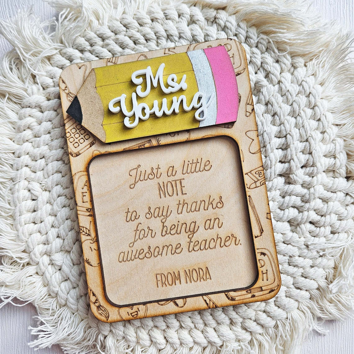 Personalized Teacher Sticky Note Pad Holder | Teacher Appreciation Gift | Back To School