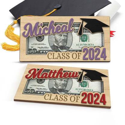Personalized Graduation 2024 Money Holder Gift, Custom Gift for Grad Student, Gift for High School Senior, Custom Grad Name Cash Holder-ilovevango