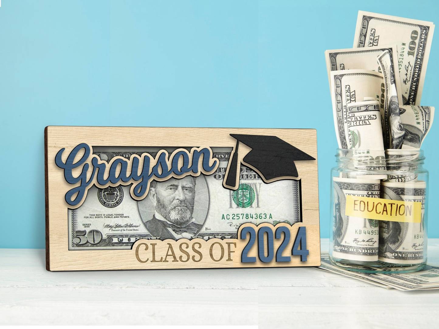 Personalized Graduation 2024 Money Holder Gift, Custom Gift for Grad Student, Gift for High School Senior, Custom Grad Name Cash Holder-ilovevango