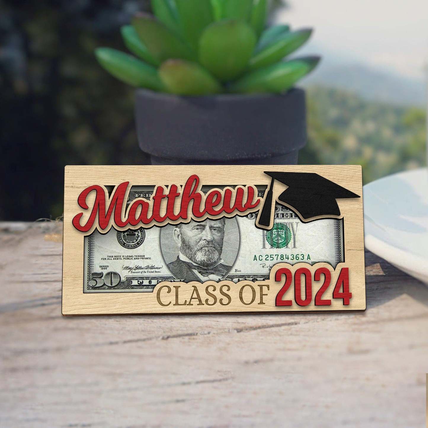 Personalized Graduation 2024 Money Holder Gift, Custom Gift for Grad Student, Gift for High School Senior, Custom Grad Name Cash Holder-ilovevango