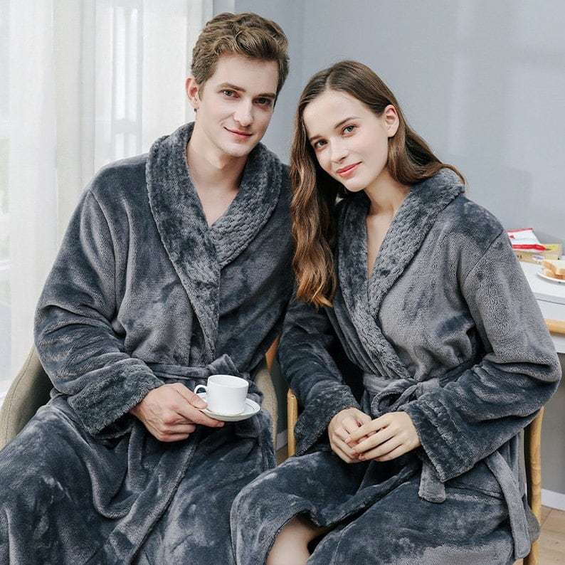 Personalized Plush Robe Custom Embroidered, Birthday gift, Wedding Gift, Adult Men Women Night Robe For Mom-ilovevango