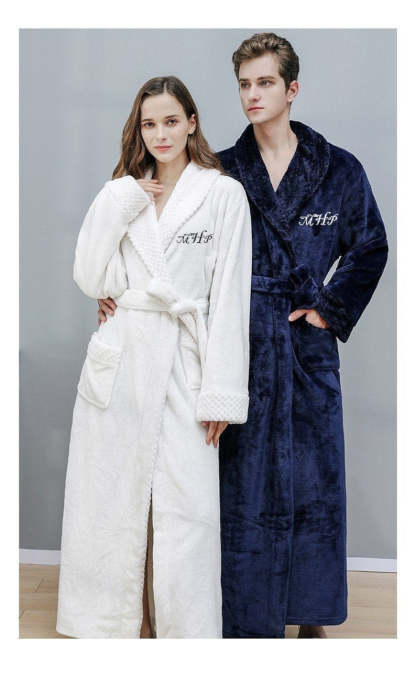 Personalized Plush Robe Custom Embroidered, Birthday gift, Wedding Gift, Adult Men Women Night Robe For Mom-ilovevango