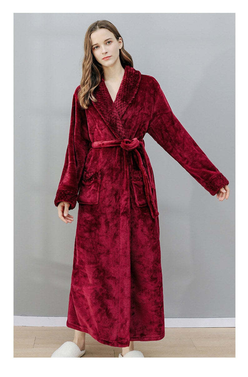 Personalized Plush Robe Custom Embroidered, Birthday gift, Wedding Gift, Adult Men Women Night Robe For Mom-ilovevango