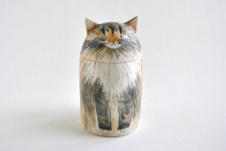 Personalized Cat Urn with Semi-spherical cover, with Name or without Name. Special Memory. Multipurpose Box.-ilovevango