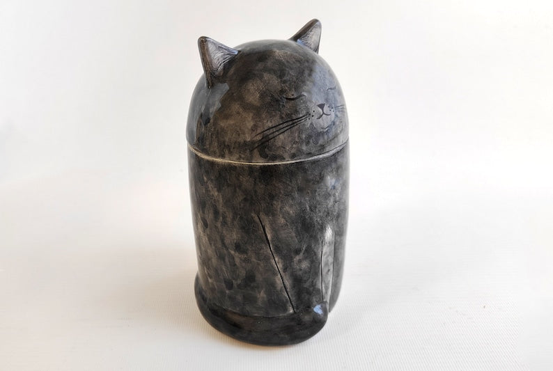 Personalized Cat Urn with Semi-spherical cover, with Name or without Name. Special Memory. Multipurpose Box.-ilovevango
