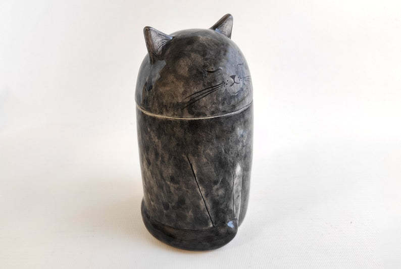 Personalized Cat Urn with Semi-spherical cover, with Name or without Name. Special Memory. Multipurpose Box.-ilovevango