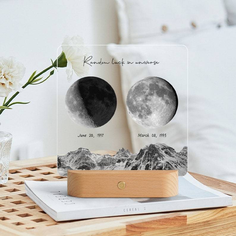 Customized Moon Night Light, Personalized Memorial Gift - The Night We Met Anniversary Gift - The Day You Were Born Gift, Baby Night Light-ilovevango