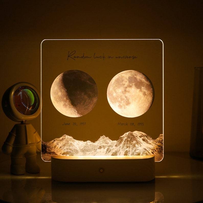 Customized Moon Night Light, Personalized Memorial Gift - The Night We Met Anniversary Gift - The Day You Were Born Gift, Baby Night Light-ilovevango