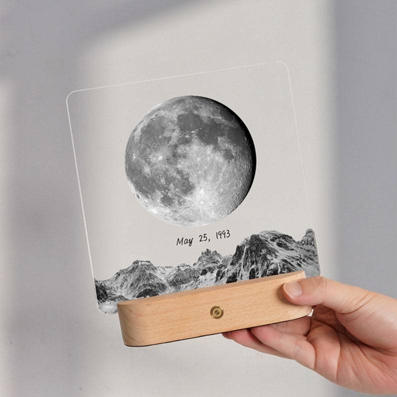 Customized Moon Night Light, Personalized Memorial Gift - The Night We Met Anniversary Gift - The Day You Were Born Gift, Baby Night Light-ilovevango