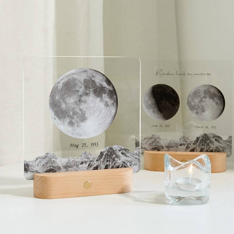 Customized Moon Night Light, Personalized Memorial Gift - The Night We Met Anniversary Gift - The Day You Were Born Gift, Baby Night Light-ilovevango