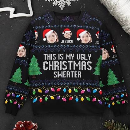 Personalized This Is My Ugly Sweatshirt, Custom Photo Ugly Sweatshirt, Ugly Christmas Pattern, Christmas Sweatshirt, Christmas Gift-ilovevango