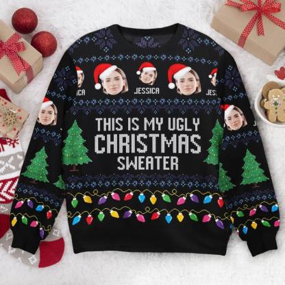 Personalized This Is My Ugly Sweatshirt, Custom Photo Ugly Sweatshirt, Ugly Christmas Pattern, Christmas Sweatshirt, Christmas Gift-ilovevango