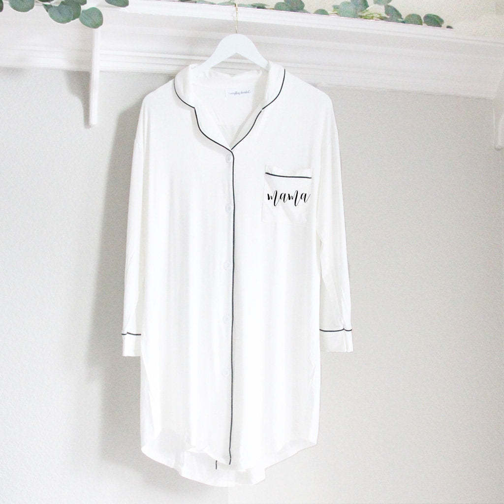 Mom Sleep Shirt Pregnancy Shirt Mama Shirt Nursing Shirt Hospital Shirt Maternity Shirt Baby Shower Gift New Mom Gift Pajamas Expecting-ilovevango