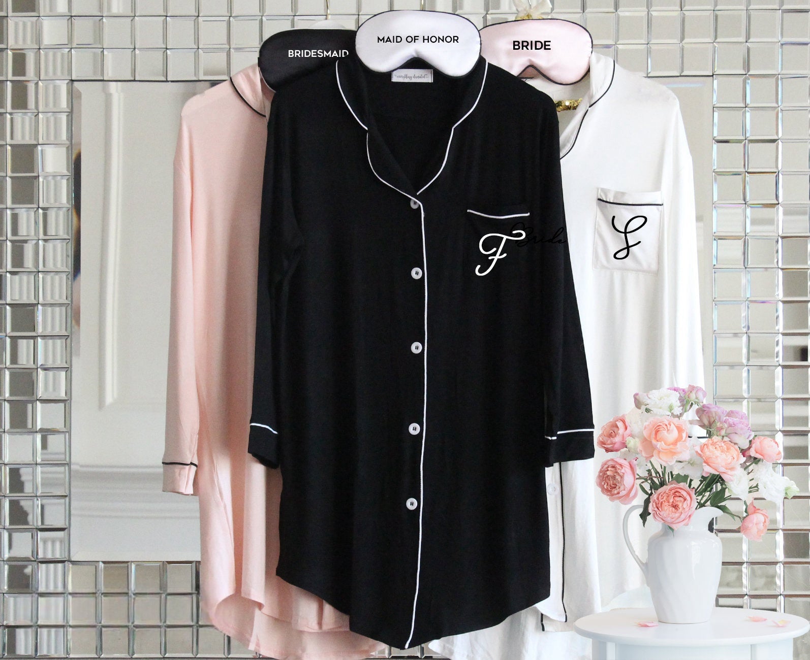 Bridesmaid Button Down Shirts Bridesmaid Sleep Shirts Bridesmaid Pajamas Monogram Bridesmaid Shirts Getting Ready Outfits Personalized-ilovevango