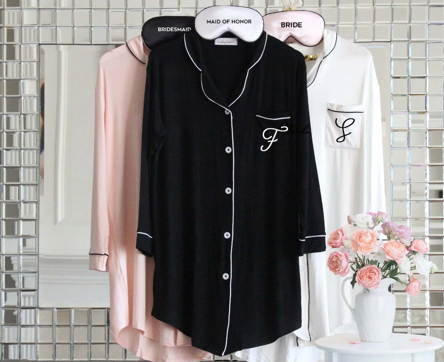 Bridesmaid Button Down Shirts Bridesmaid Sleep Shirts Bridesmaid Pajamas Monogram Bridesmaid Shirts Getting Ready Outfits Personalized-ilovevango