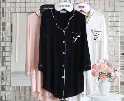 Bridesmaid Button Down Shirts Bridesmaid Sleep Shirts Bridesmaid Pajamas Monogram Bridesmaid Shirts Getting Ready Outfits Personalized-ilovevango