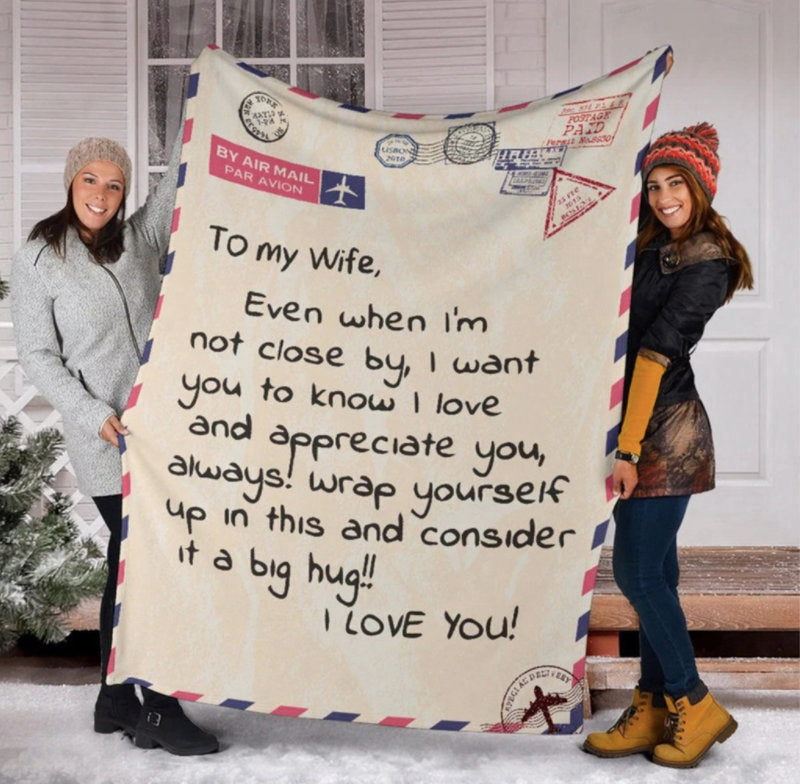 To My Wife Blanket, Personalized photo Blanket, Letter Blanket, Gift For Daughter, Birthday Gift Christmas Gift Love Mom-ilovevango