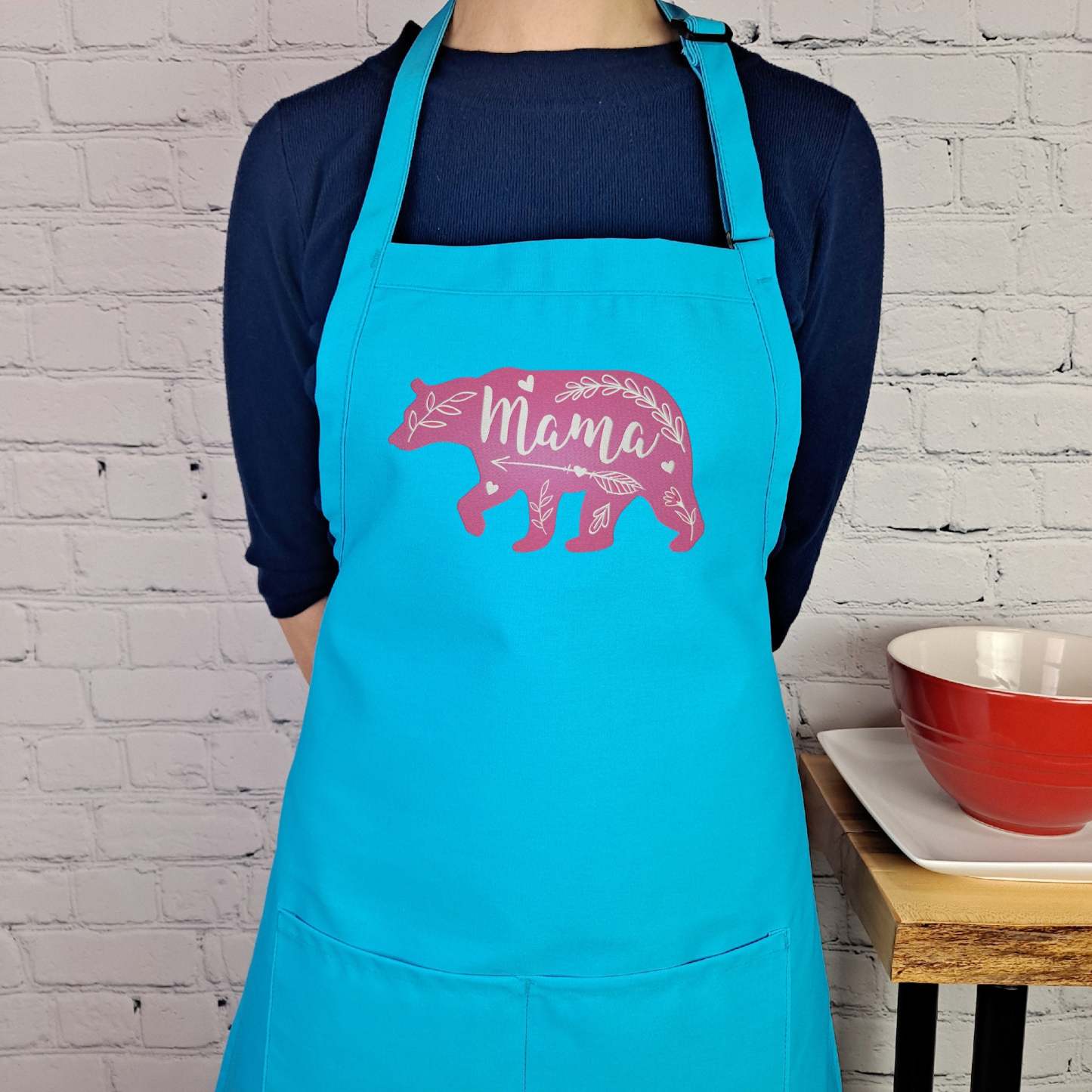Mama Bear Apron Embroidered Custom Color Mom Kitchen Apron With Pockets And Adjustable Neck Durable Material Perfect Mothers Day Gift-ilovevango
