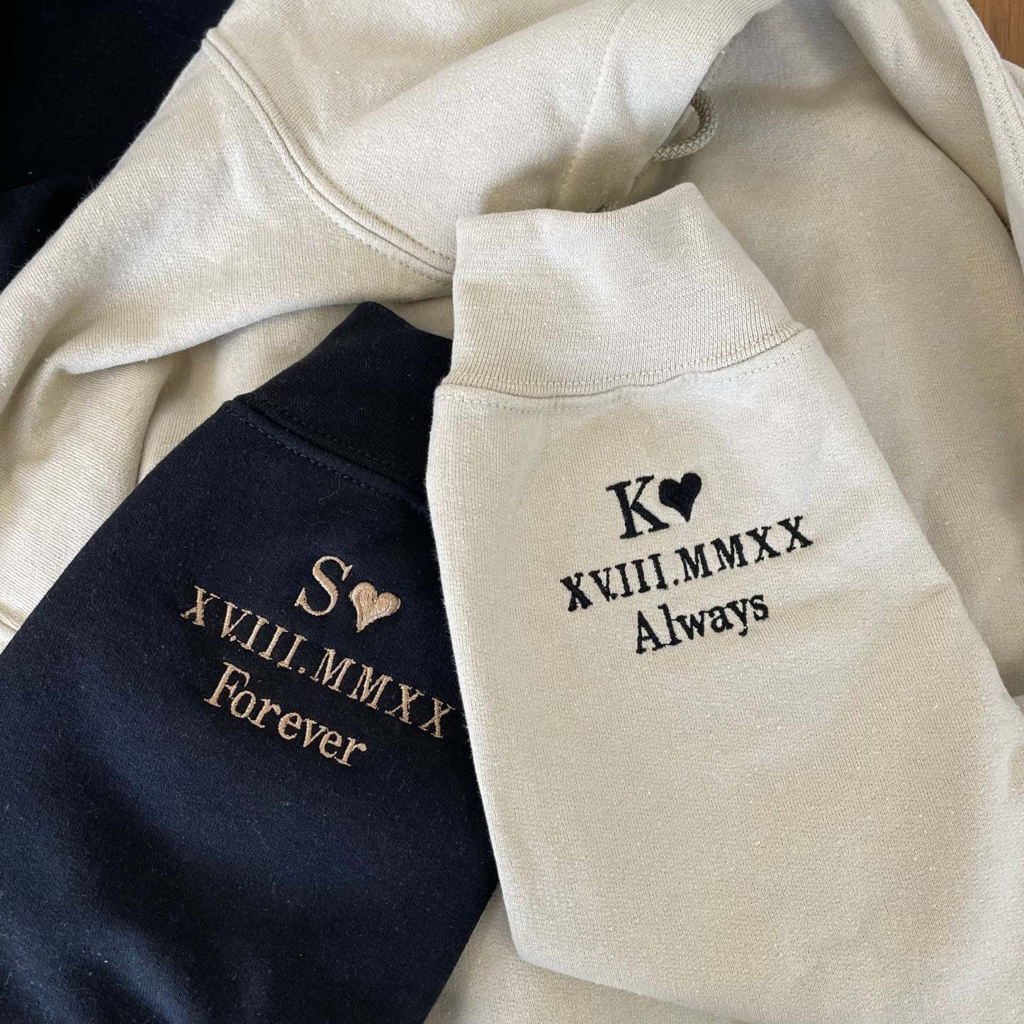 Custom personalised embroidered hoodie or sweatshirt crewneck, couple gifts anniversary gf/bf lgbtq birthday wedding gift matching hoodies-ilovevango