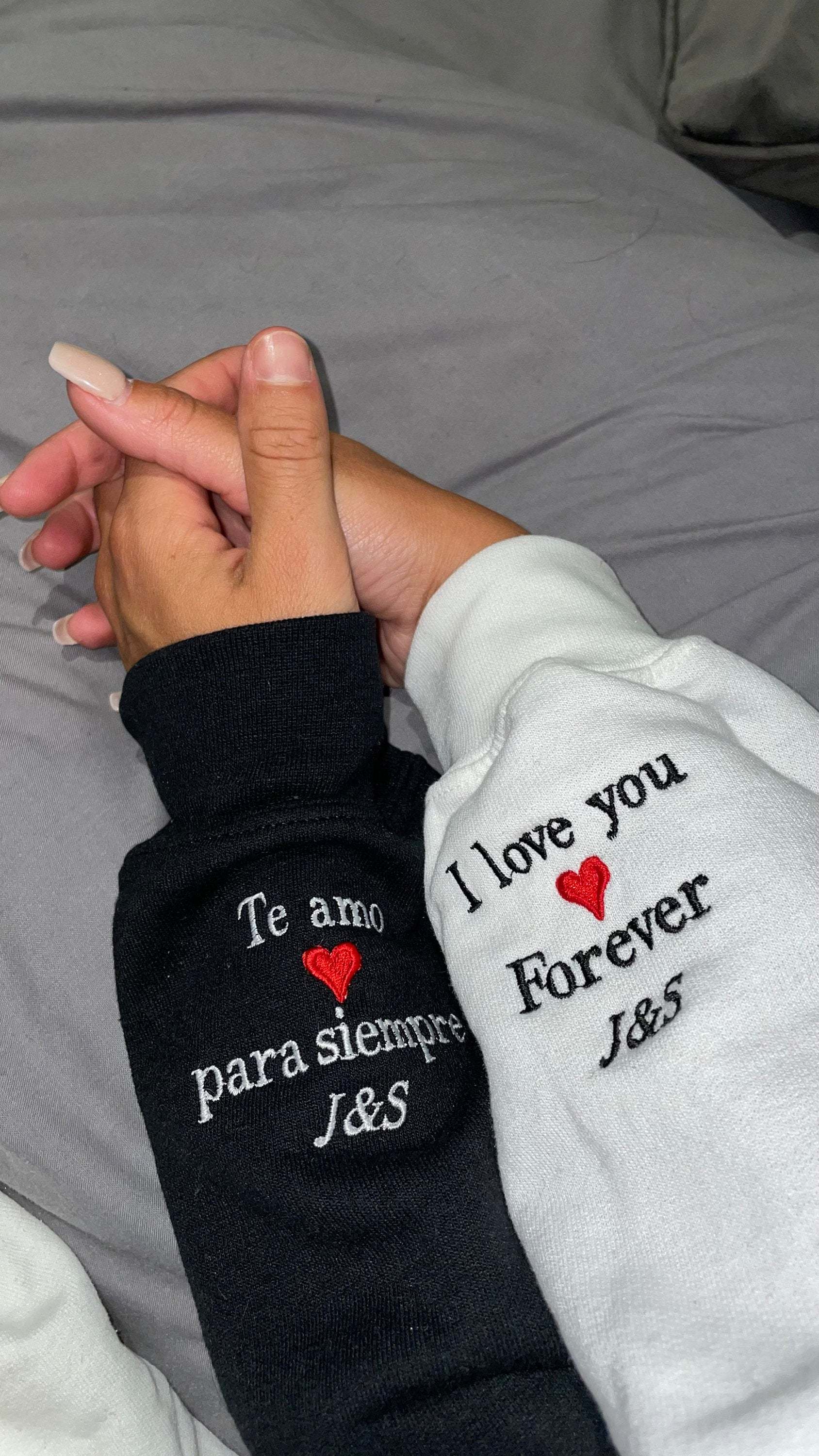 Custom personalised embroidered hoodie or sweatshirt crewneck, couple gifts anniversary gf/bf lgbtq birthday wedding gift matching hoodies-ilovevango