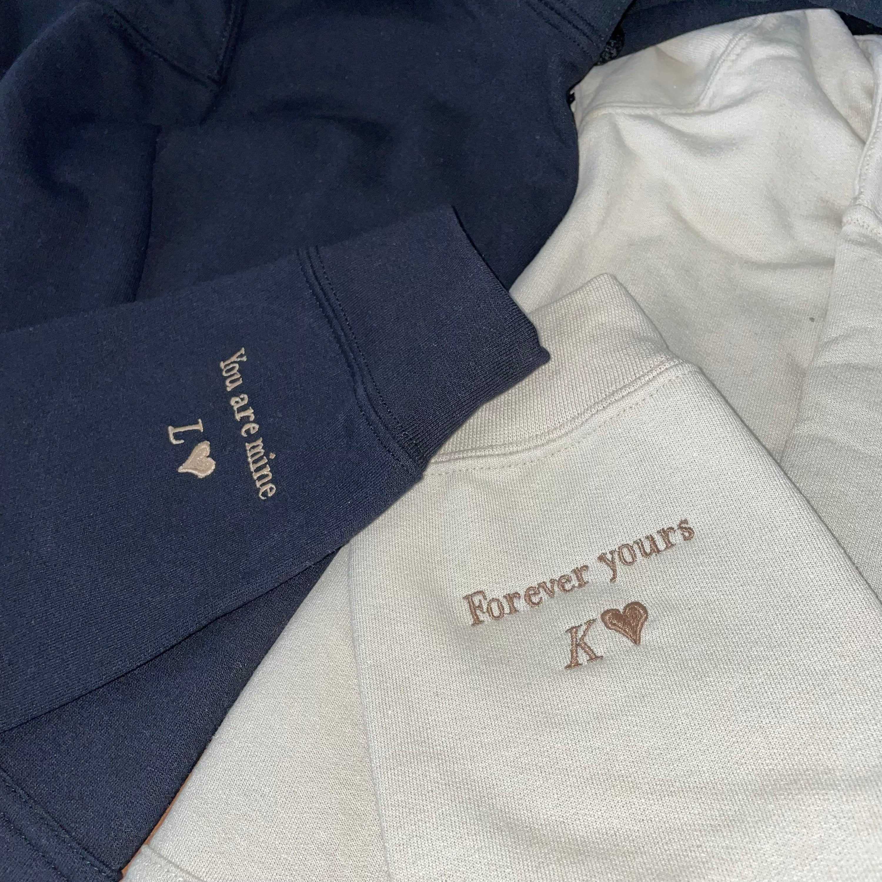 Custom personalised embroidered hoodie or sweatshirt crewneck, couple gifts anniversary gf/bf lgbtq birthday wedding gift matching hoodies-ilovevango