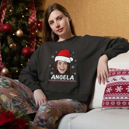 Custom Santa Face Sweatshirt, Santa Hat Sweatshirt, Custom Santa Sweatshirt, Custom Face Sweatshirt, Personalized Xmas Sweatshirt, Custom Face Xmas Sweatshirt-ilovevango
