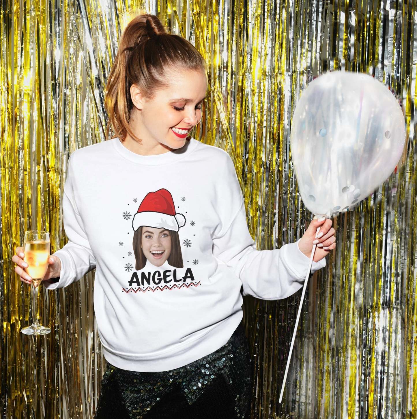 Custom Santa Face Sweatshirt, Santa Hat Sweatshirt, Custom Santa Sweatshirt, Custom Face Sweatshirt, Personalized Xmas Sweatshirt, Custom Face Xmas Sweatshirt-ilovevango