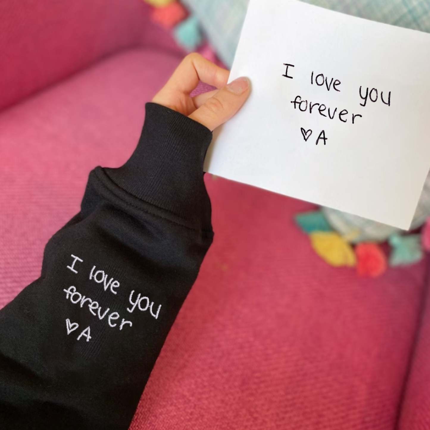 Custom Embroidered Handwriting Sweatshirt, Handwriting Embroidery Sweatshirt, Couples Anniversary Wedding Sweatshirt, Handwriting Sweatshirt-ilovevango