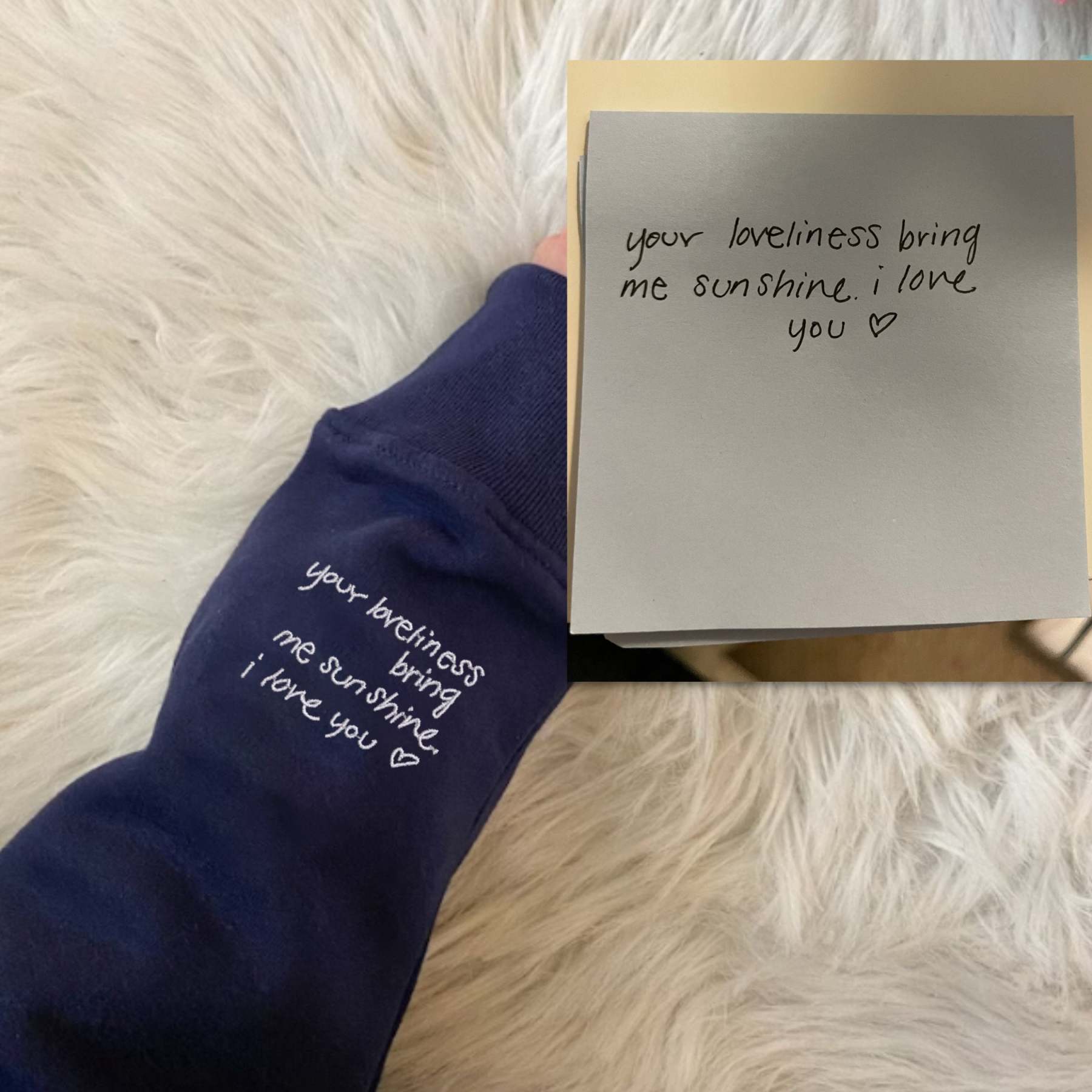 Custom Embroidered Handwriting Sweatshirt, Handwriting Embroidery Sweatshirt, Couples Anniversary Wedding Sweatshirt, Handwriting Sweatshirt-ilovevango