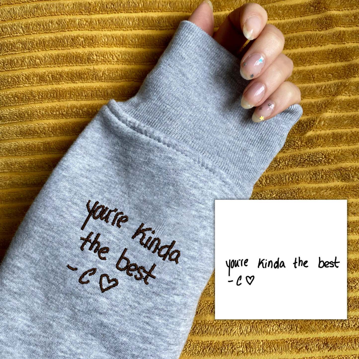 Custom Embroidered Handwriting Sweatshirt, Handwriting Embroidery Sweatshirt, Couples Anniversary Wedding Sweatshirt, Handwriting Sweatshirt-ilovevango