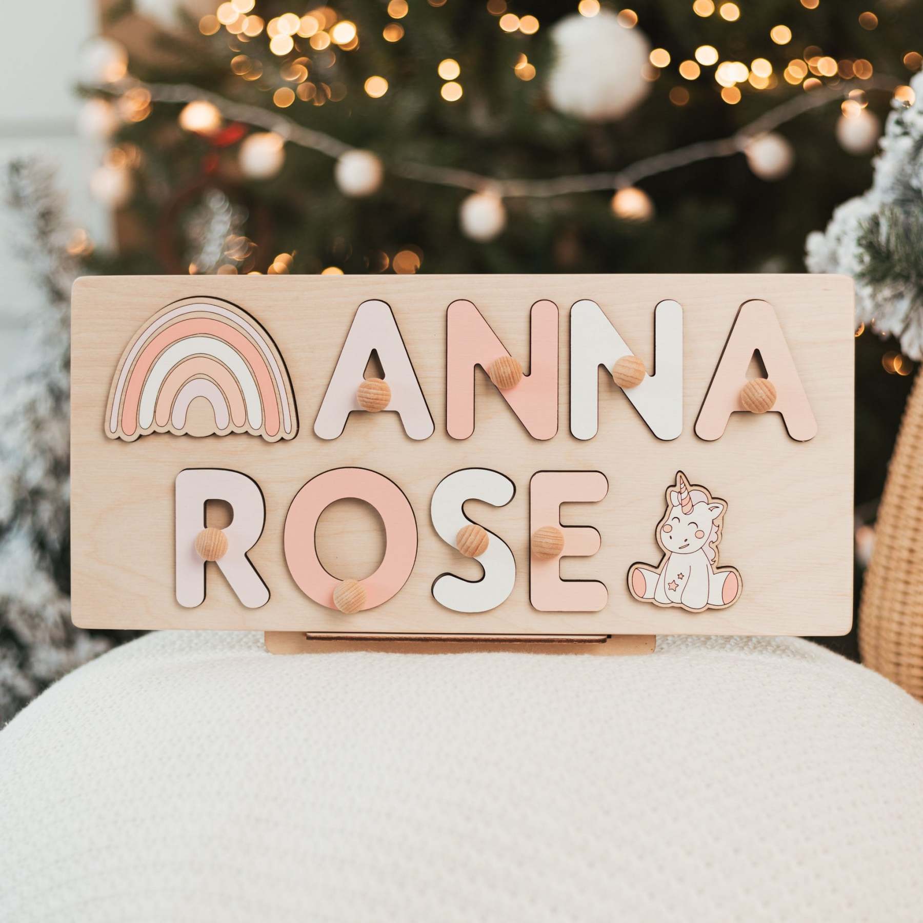 Personalized Name Puzzle With Pegs Gifts for Kids Wooden Toys Baby Shower Custom Toddler Toys