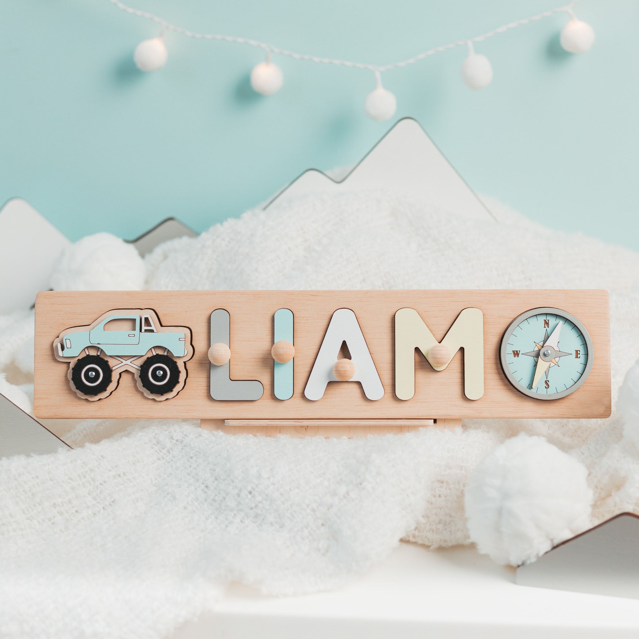 Personalized Name Puzzle With Pegs Gifts for Kids Wooden Toys Baby Shower Custom Toddler Toys