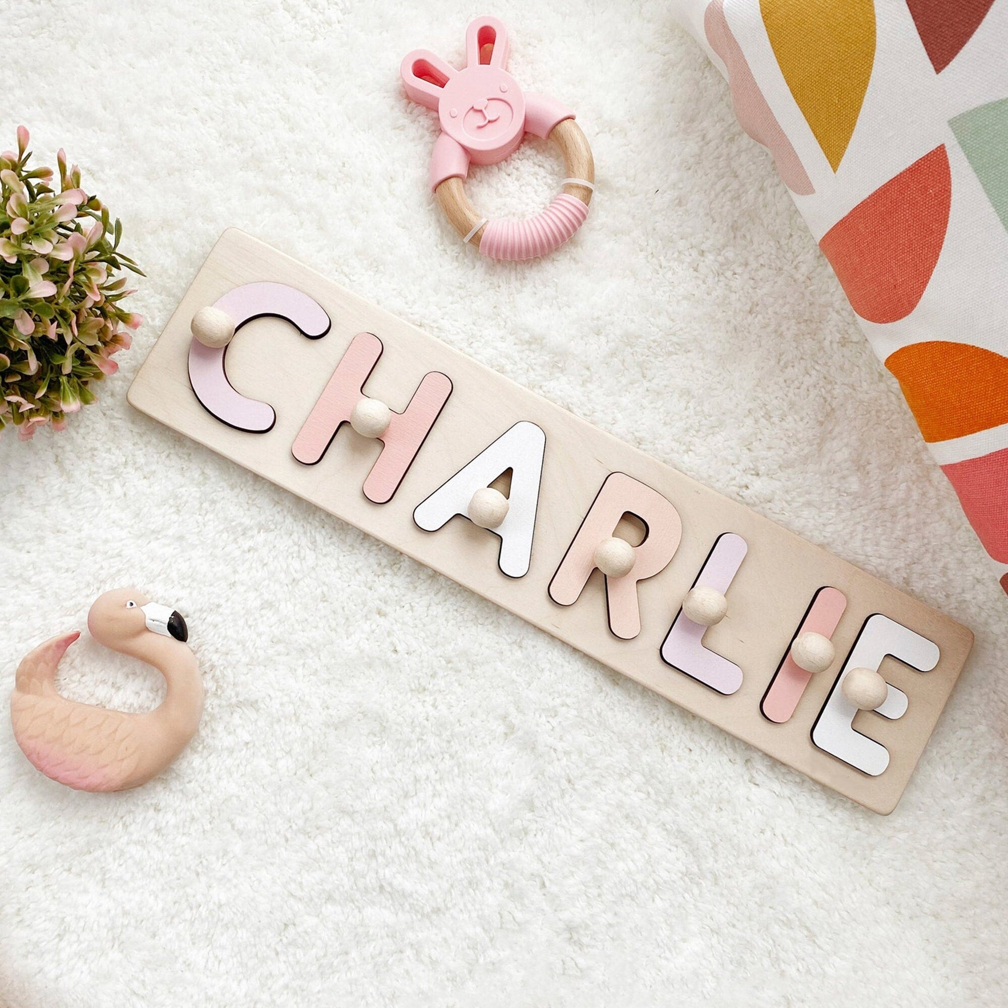 Personalized Name Puzzle With Pegs Gifts for Kids Wooden Toys Baby Shower Custom Toddler Toys